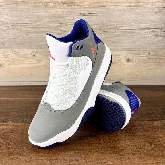 Jordan Max Aura 2 Grey Royal Blue Mens size 11.5 White Track Red CK6636 004
